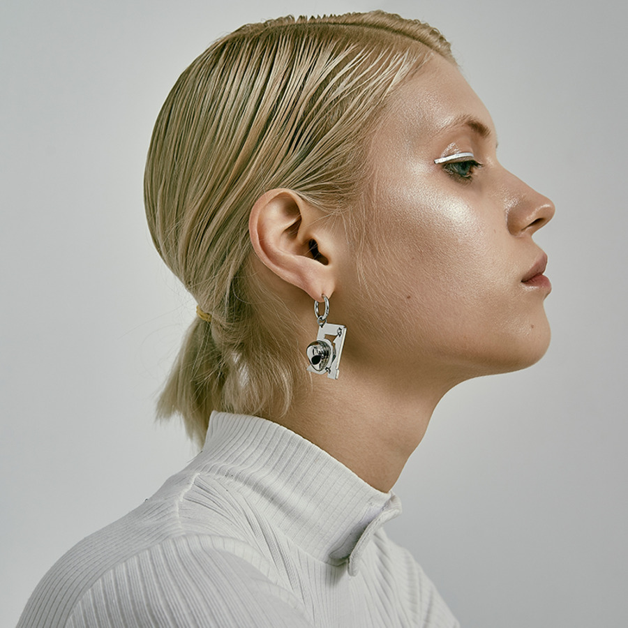 51数字吊坠钛钢耳钉-2