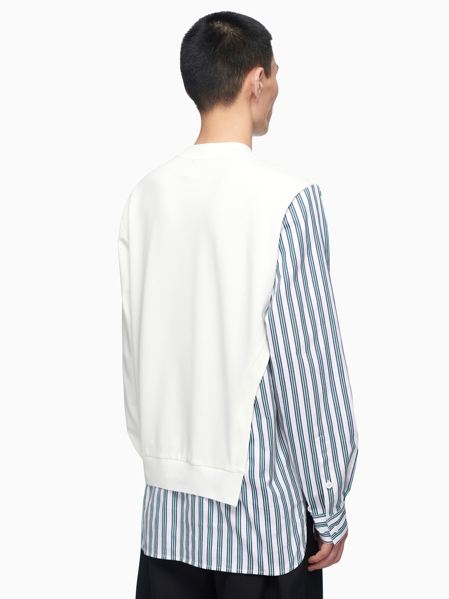 “THE WAY HOME”刺绣衬衣拼接白色卫衣-2