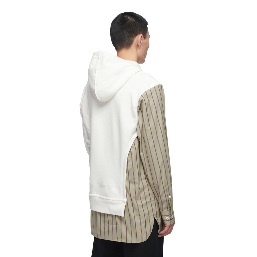 “239”3D刺绣衬衣拼接白色连帽衫-2