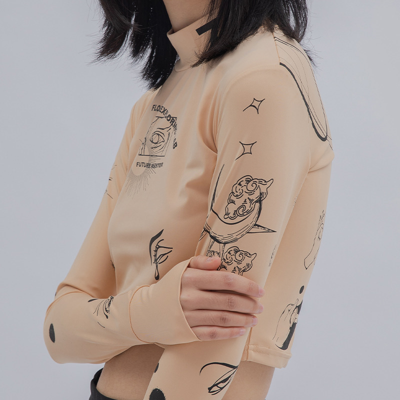 FLOAT 2020SS 立领短装打底衫长袖套指T恤-6