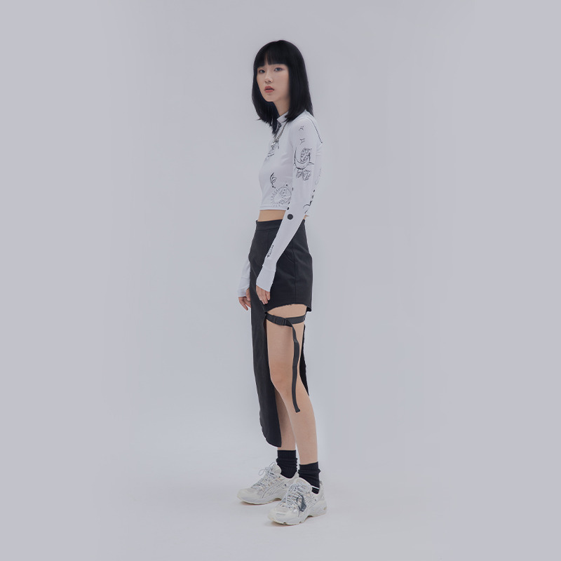 FLOAT 2020SS 立领短装打底衫长袖套指T恤-5