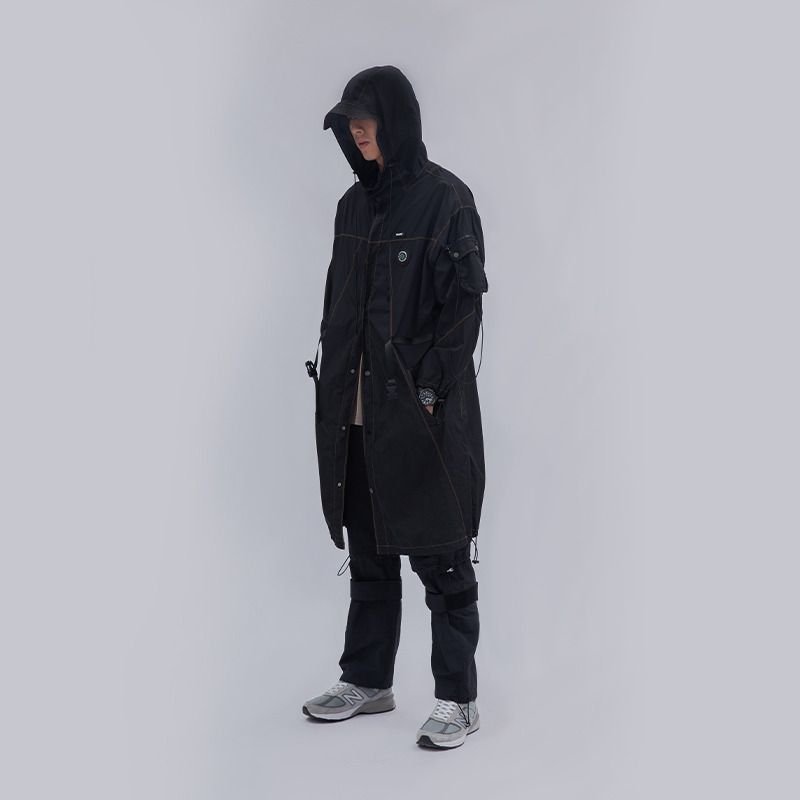 FLOAT 2020SS 内设背带机能运动抽绳连帽风衣-2