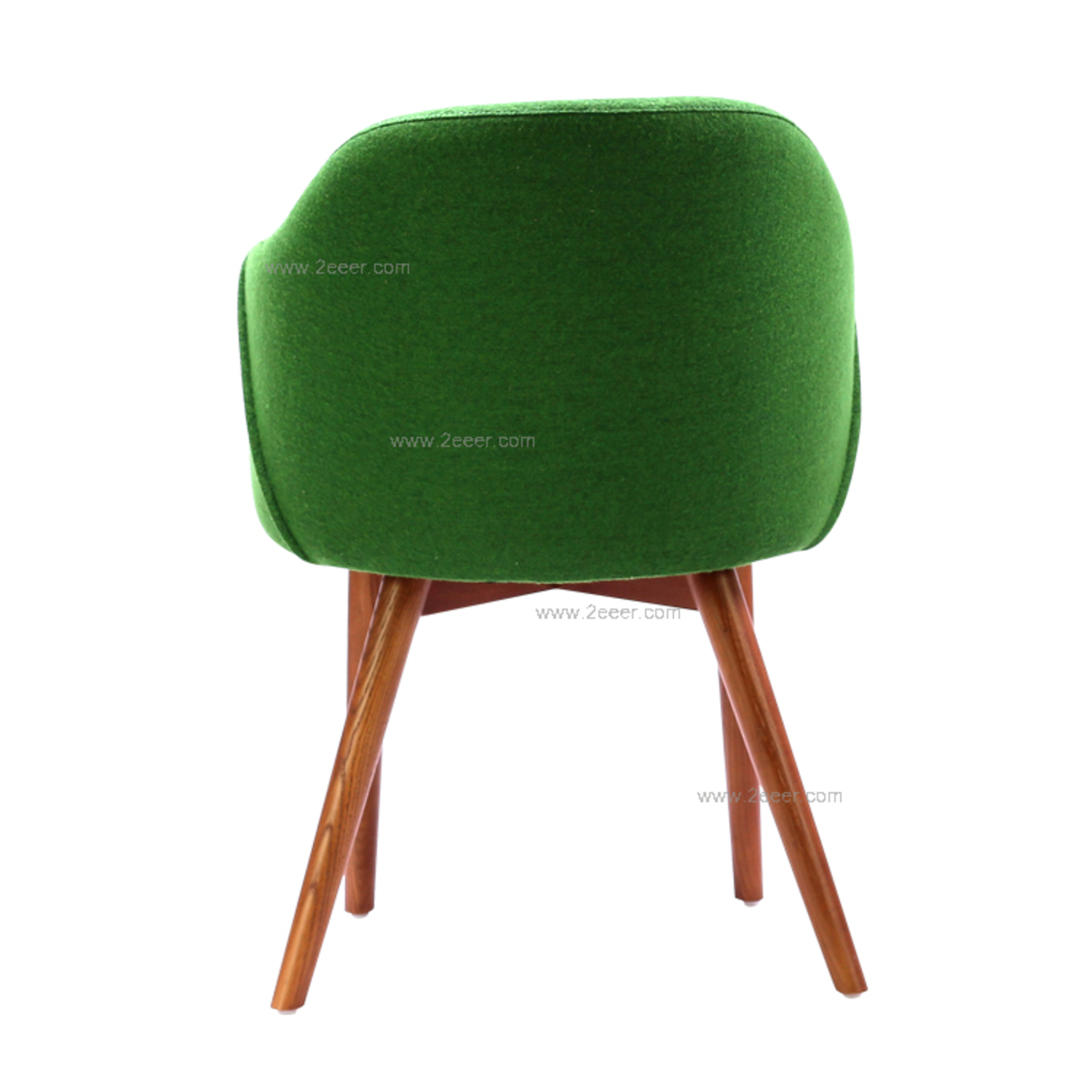 餐椅-北欧-白腊木+绿色软包-2