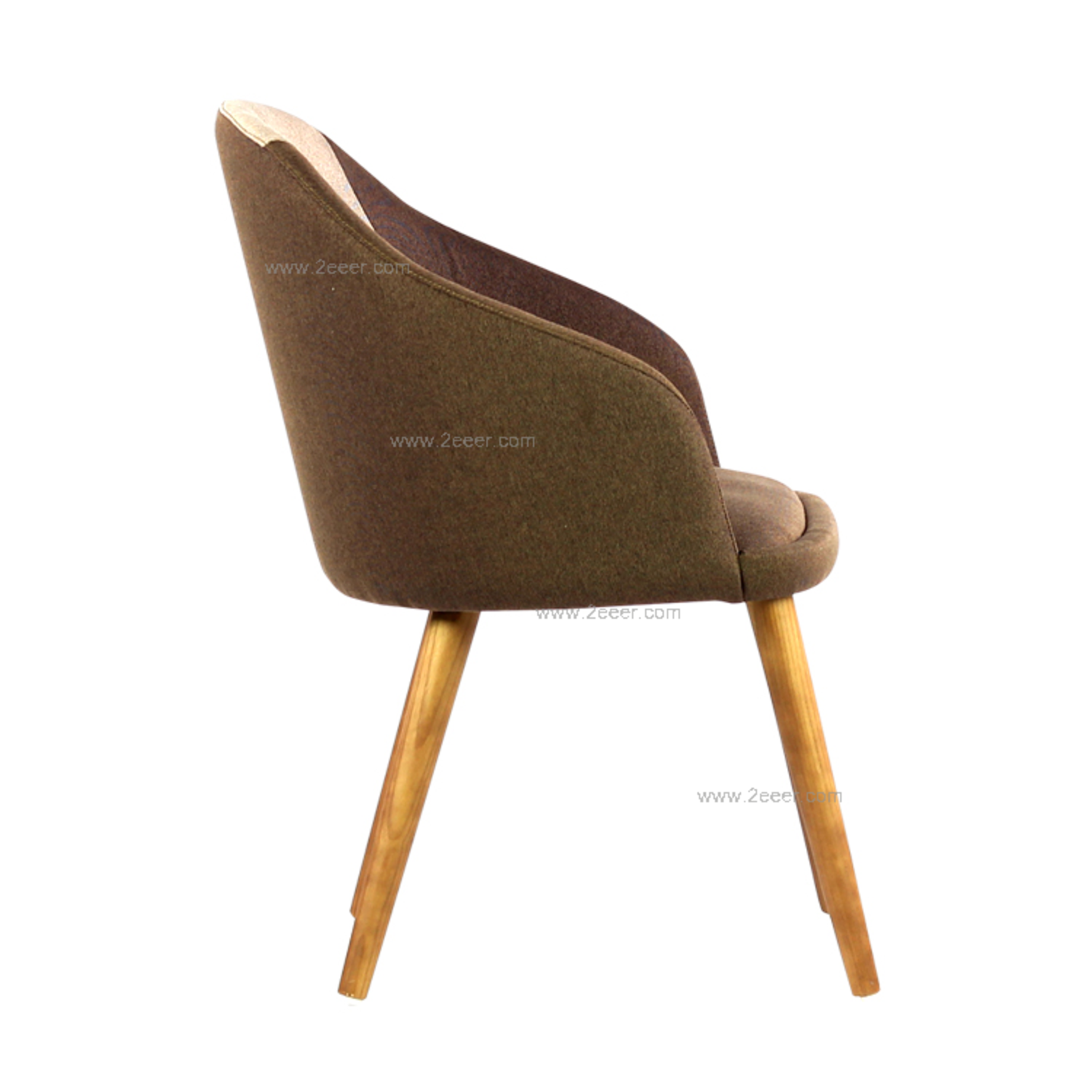餐椅-北欧简约-白腊木+棕色拼接软包-3