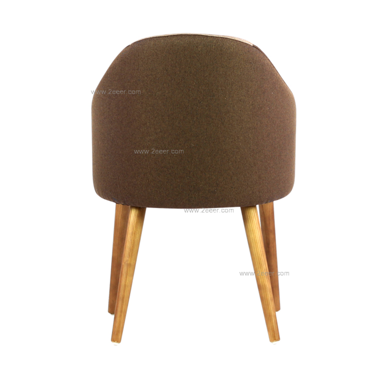 餐椅-北欧简约-白腊木+棕色拼接软包-4