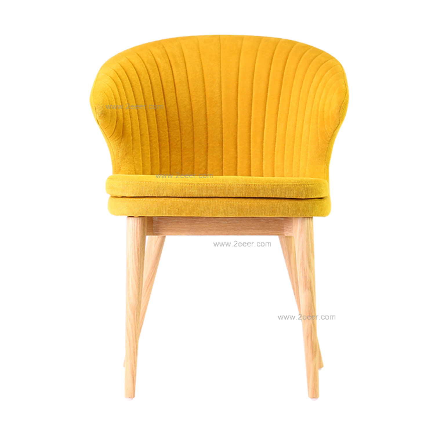 餐椅-北欧-白腊木+铁内架黄色软包-2