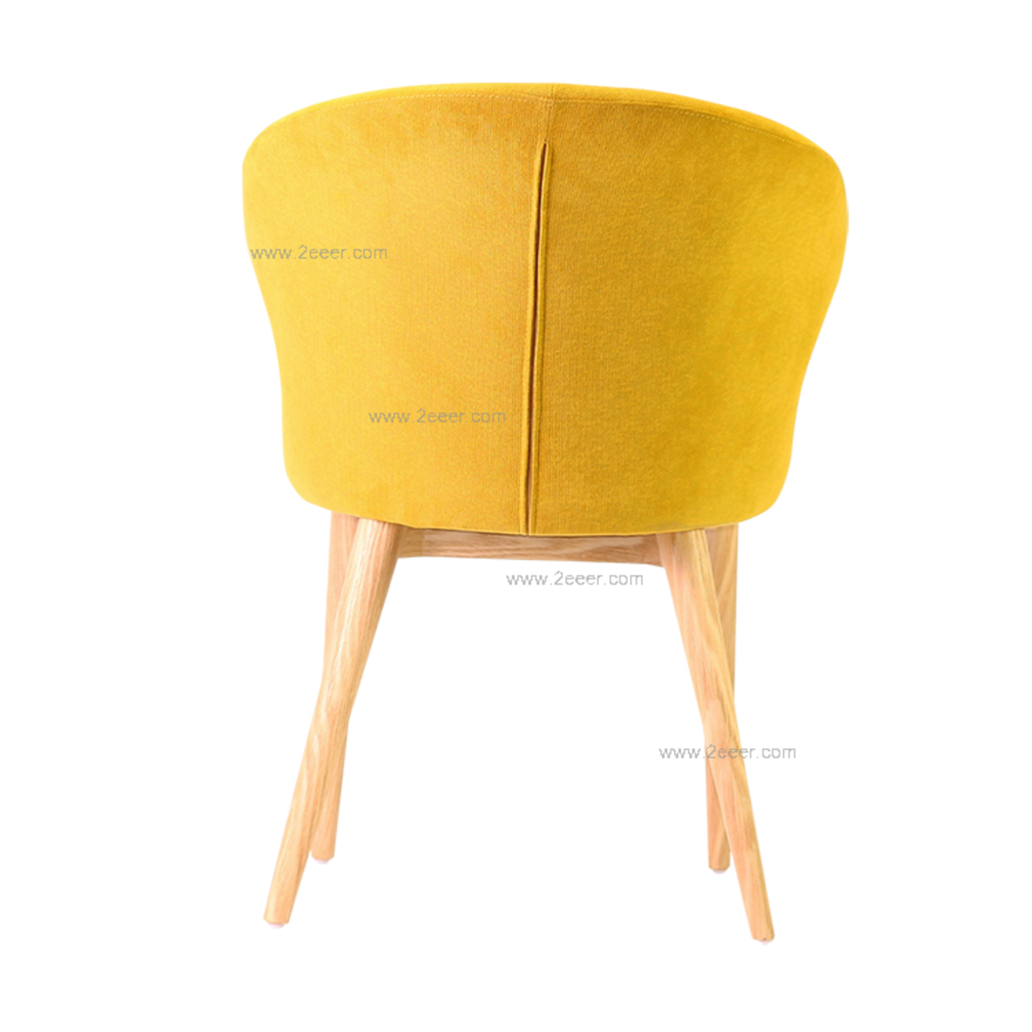餐椅-北欧-白腊木+铁内架黄色软包-4