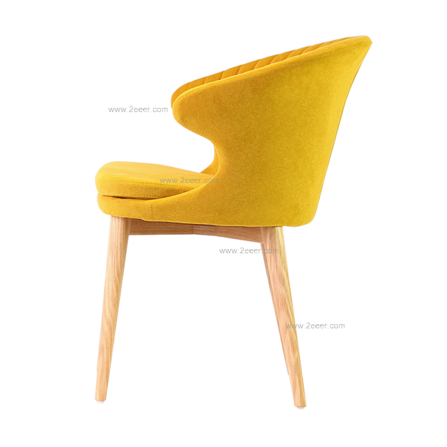 餐椅-北欧-白腊木+铁内架黄色软包-3