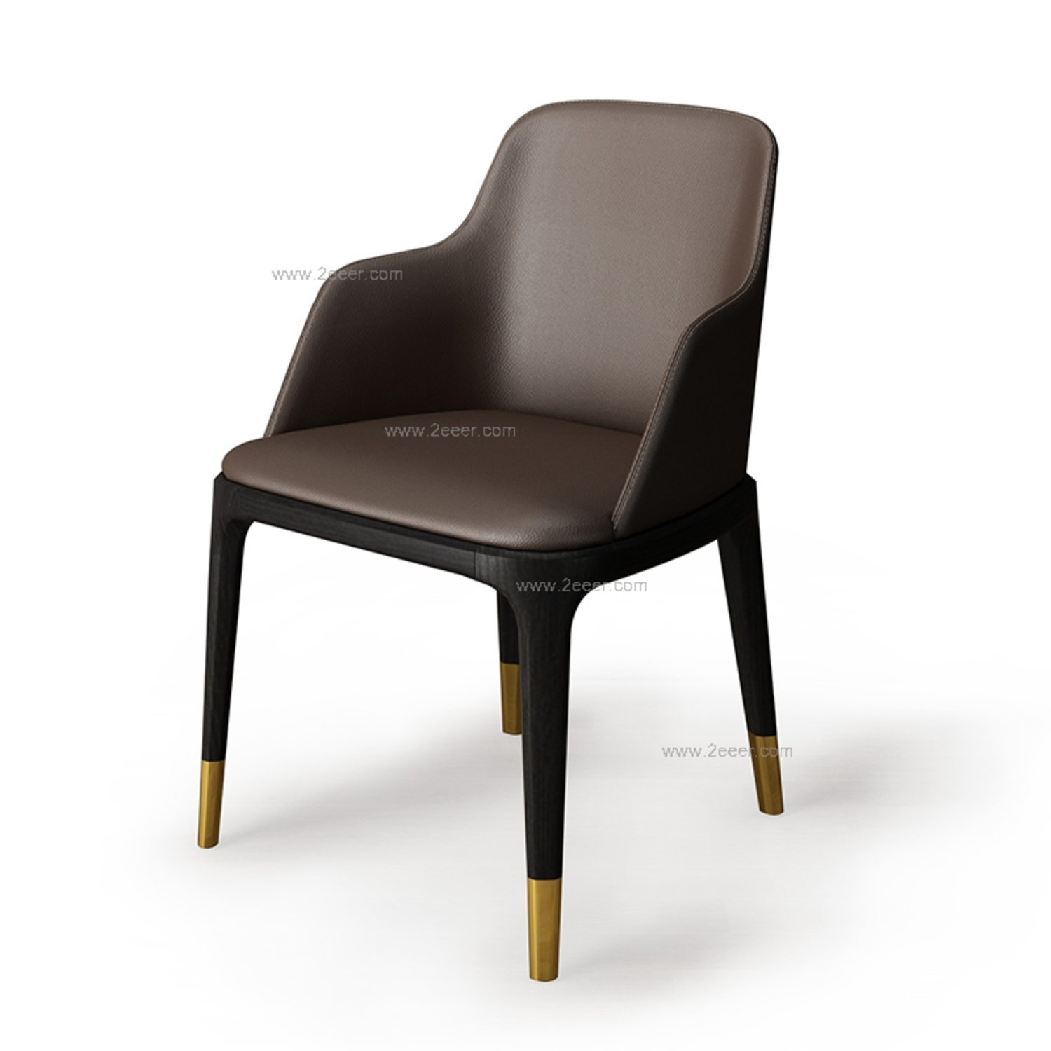 餐椅-现代-木框架+仿真皮+金属脚套