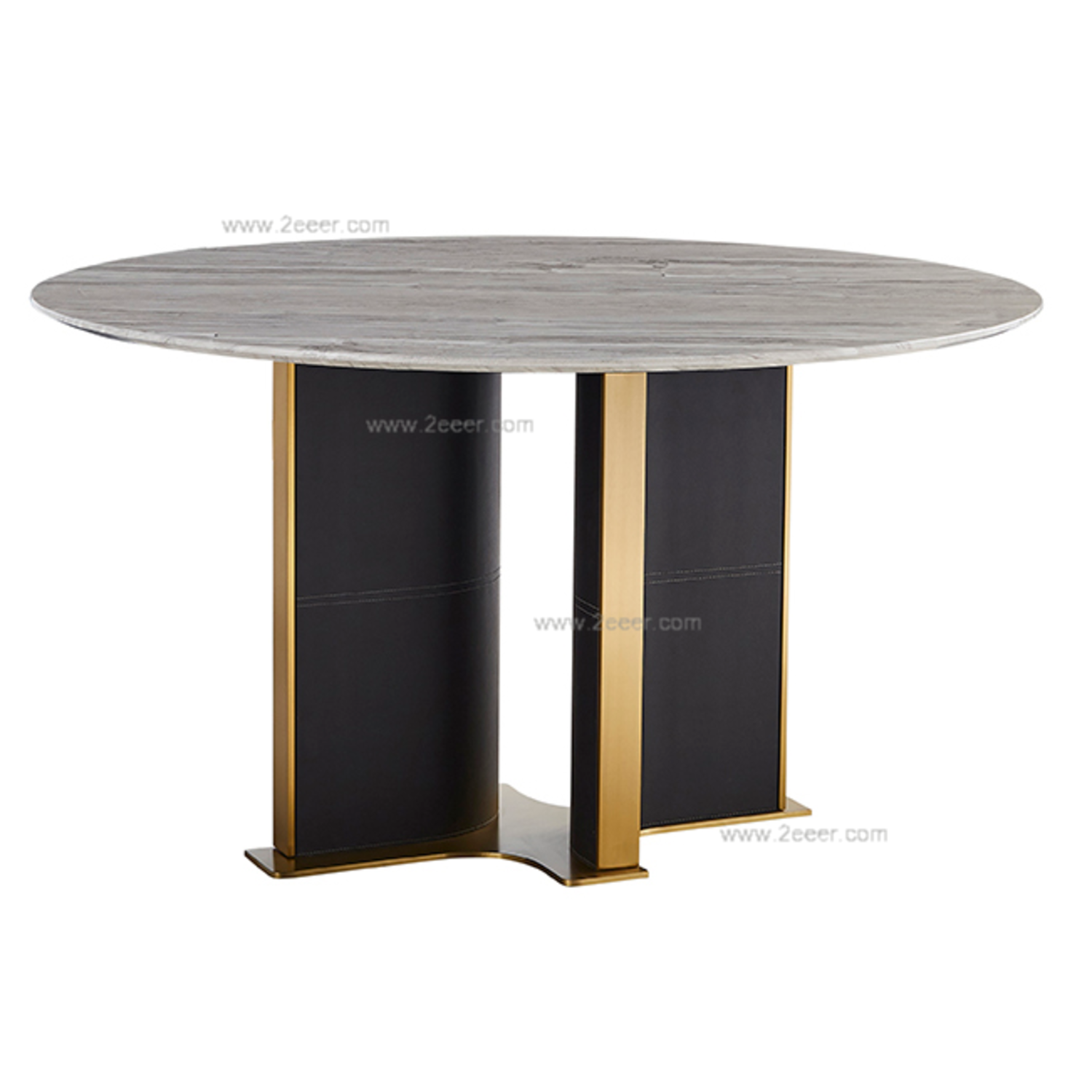 餐桌-现代-304不锈钢架+广花白大理石+优质PVC