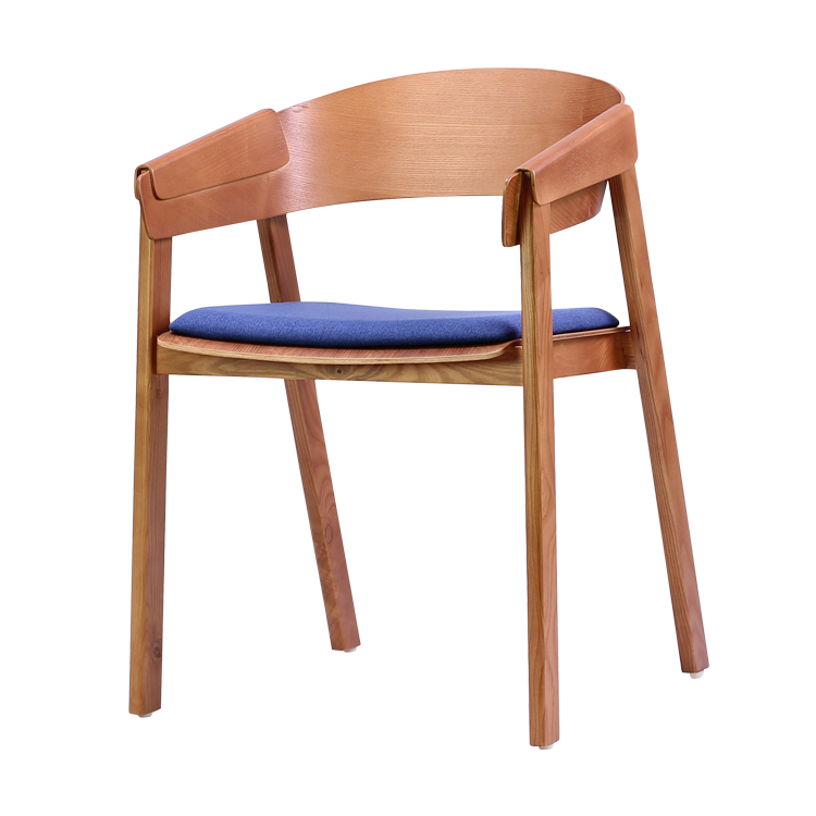 餐椅-北欧简约-白腊木皮+紫色软包