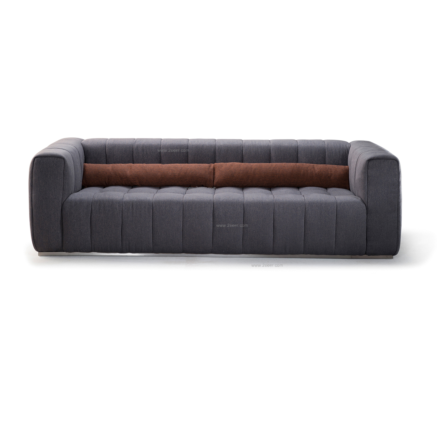 沙发-北欧简约-实木内架+不锈钢脚+超纤皮