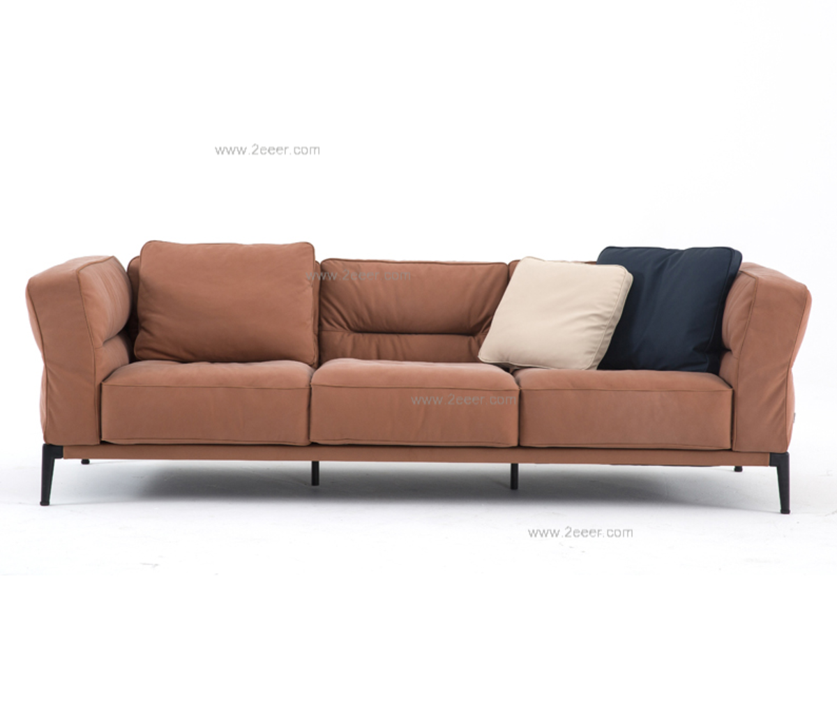 沙发-北欧简约-超迁皮+碳钢脚+羽绒