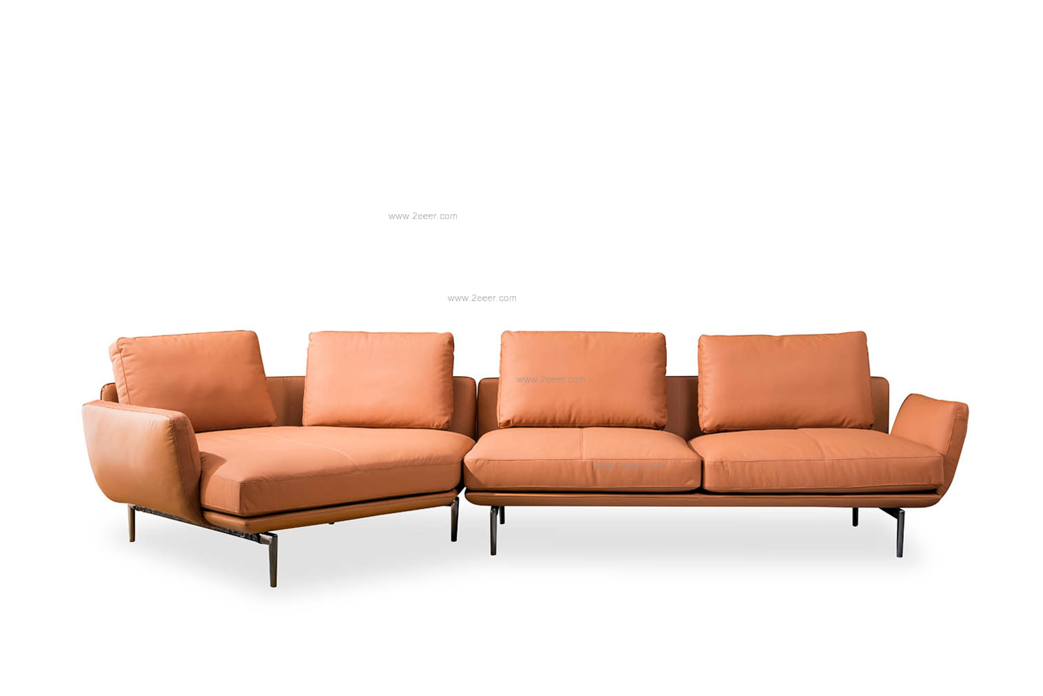沙发-现代简约-皮布结合+黑纱脚-2