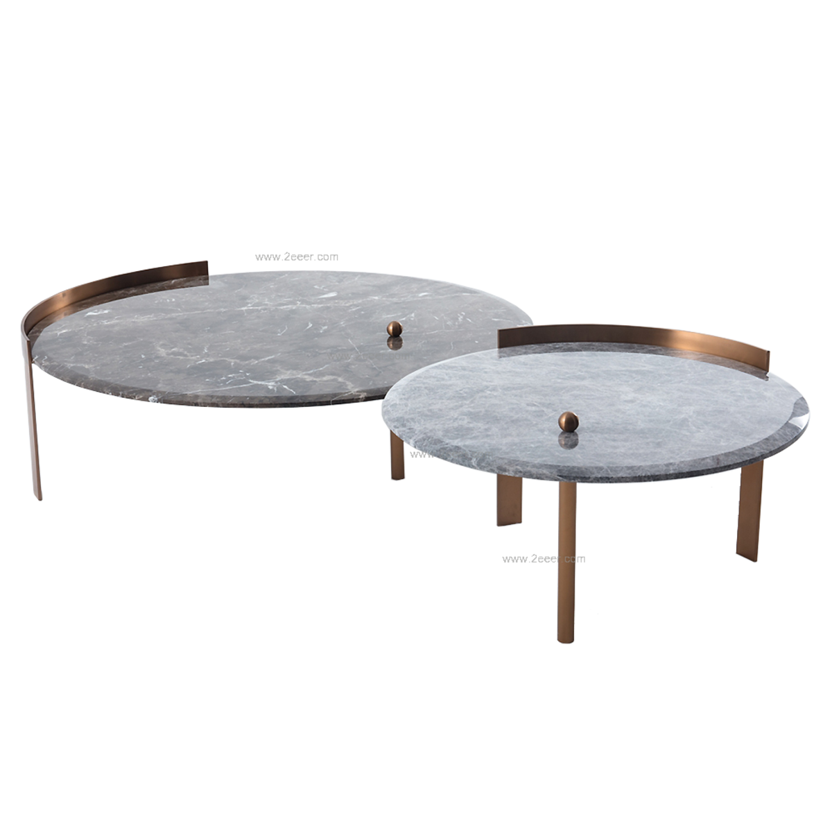 茶几-现代轻奢-不锈钢底架+意大利灰天然大理石