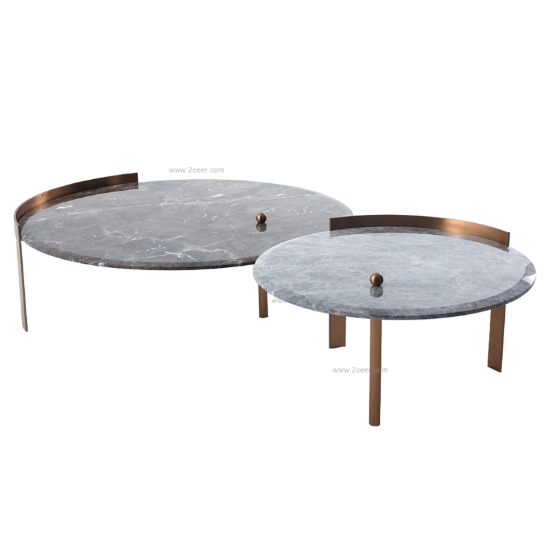 茶几-现代轻奢-不锈钢底架+意大利灰天然大理石