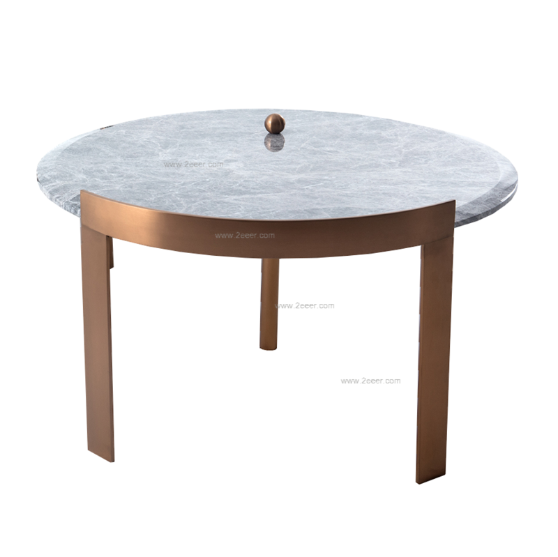 茶几-现代轻奢-不锈钢底架+意大利灰天然大理石