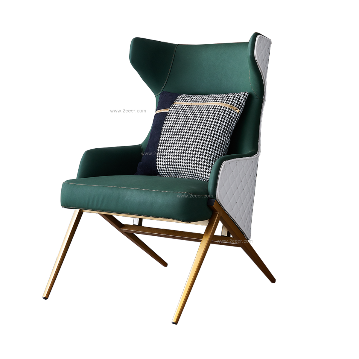 休闲椅-现代轻奢-仿真皮+金属