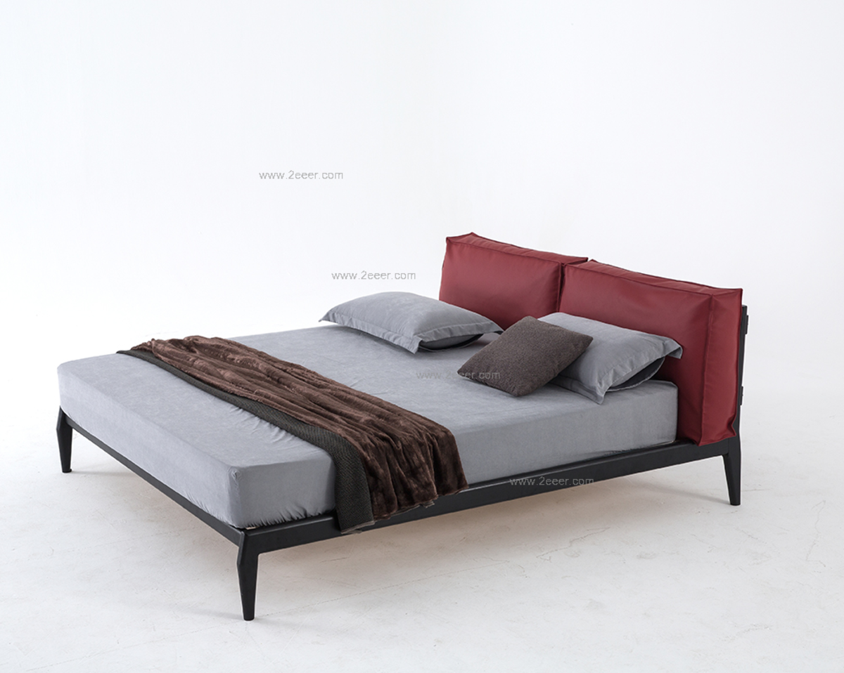 软床-现代简约-超纤羽绒软包+白腊实木架