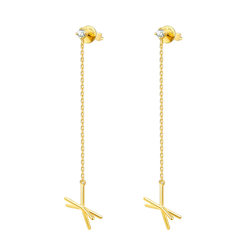 YIN隐 应-脉冲星系列18k金镶钻脉冲星放射线条耳环-5