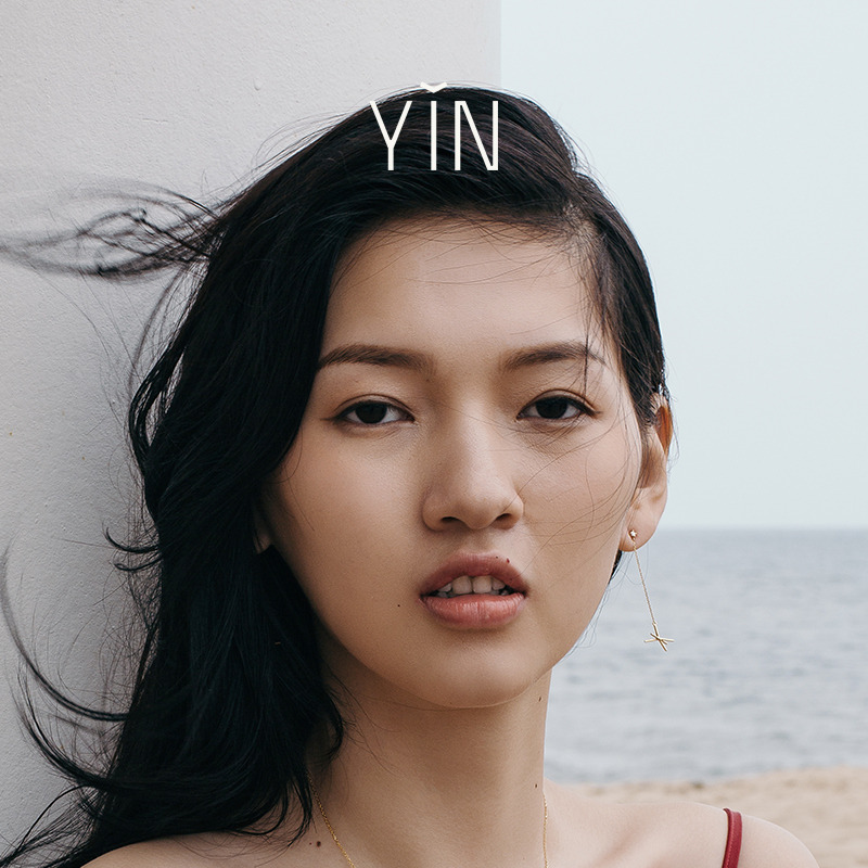 YIN隐 应-脉冲星系列18k金镶钻脉冲星放射线条耳环-3