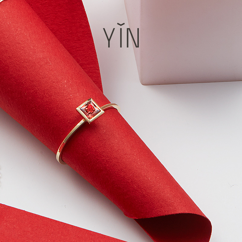 YIN隐 垠-无垠宇宙系列 18K金幸运红宝石火星戒指 情人节礼物-2