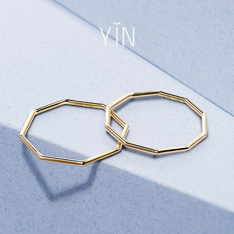YIN隐 「亿」多边形系列八边形十边形戒指-2