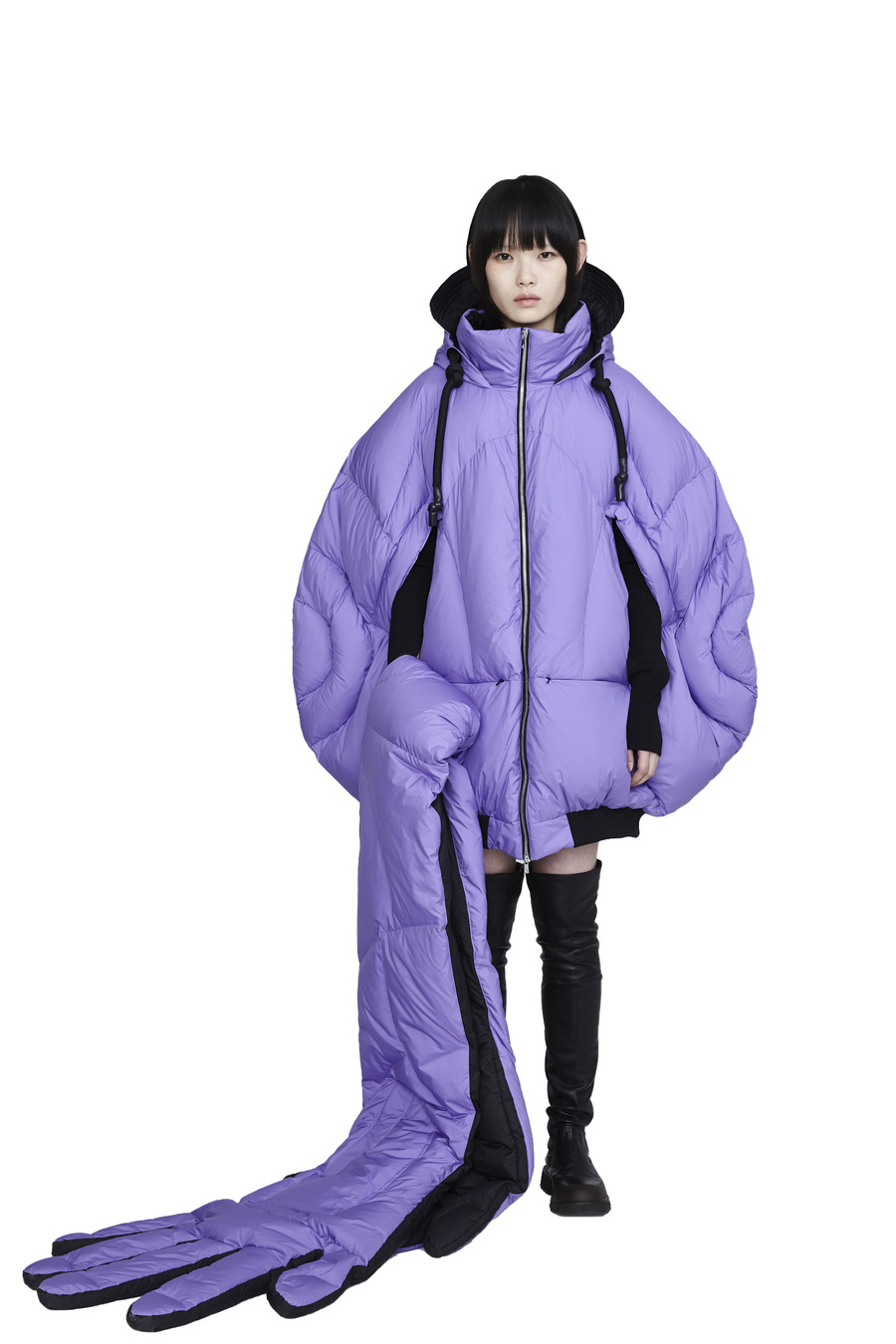 紫色球形羽绒斗篷-4
