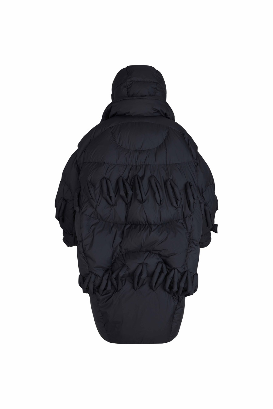 黑色穿绳战壕羽绒大衣-3