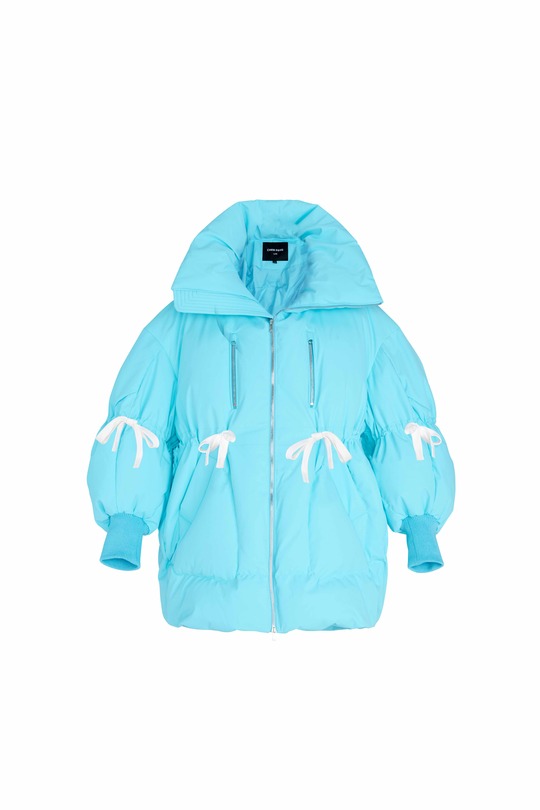 浅蓝防风泡泡糖羽绒夹克