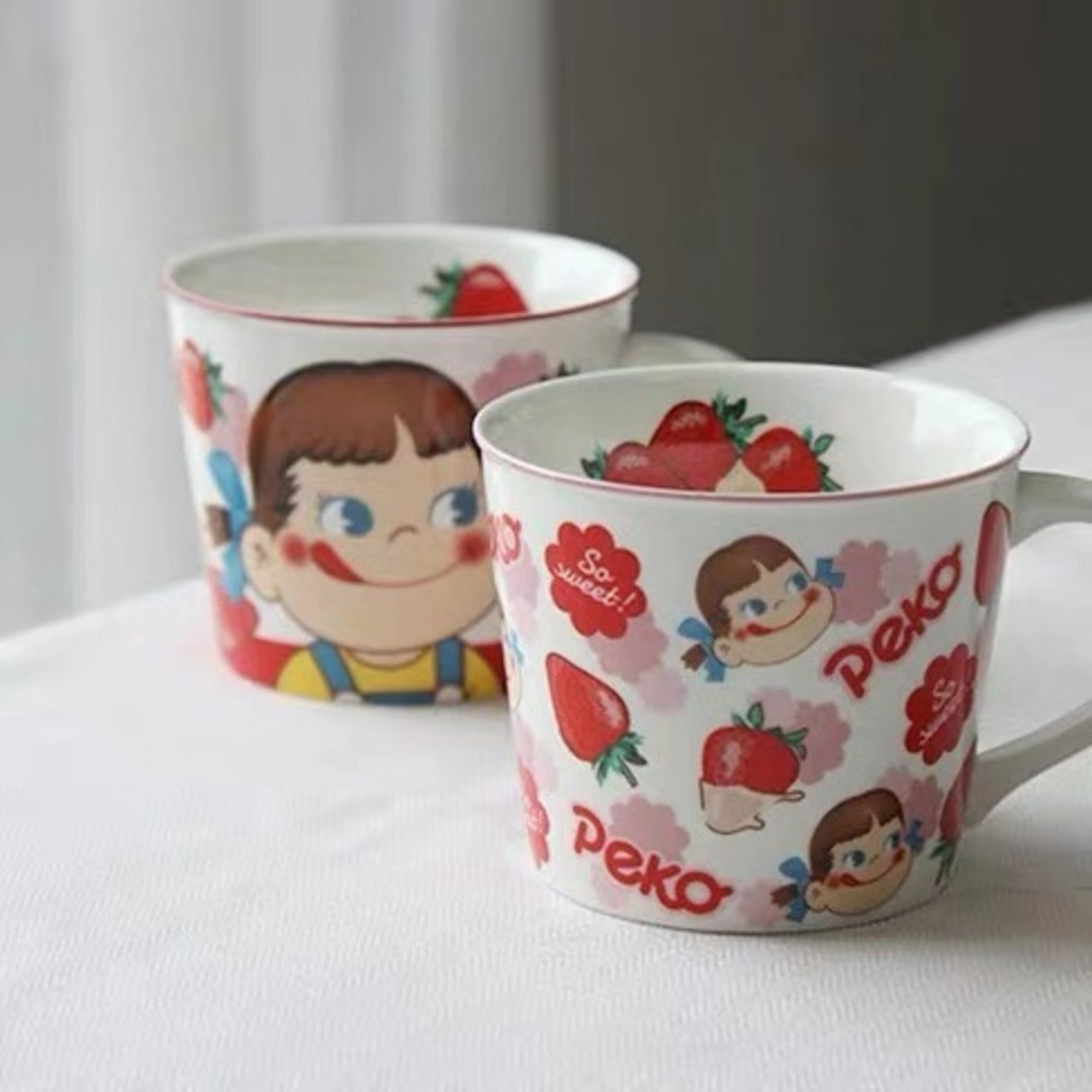 陶瓷杯草莓牛奶妹马克杯可爱爱心少女草莓陶瓷水杯咖啡杯子礼物--2