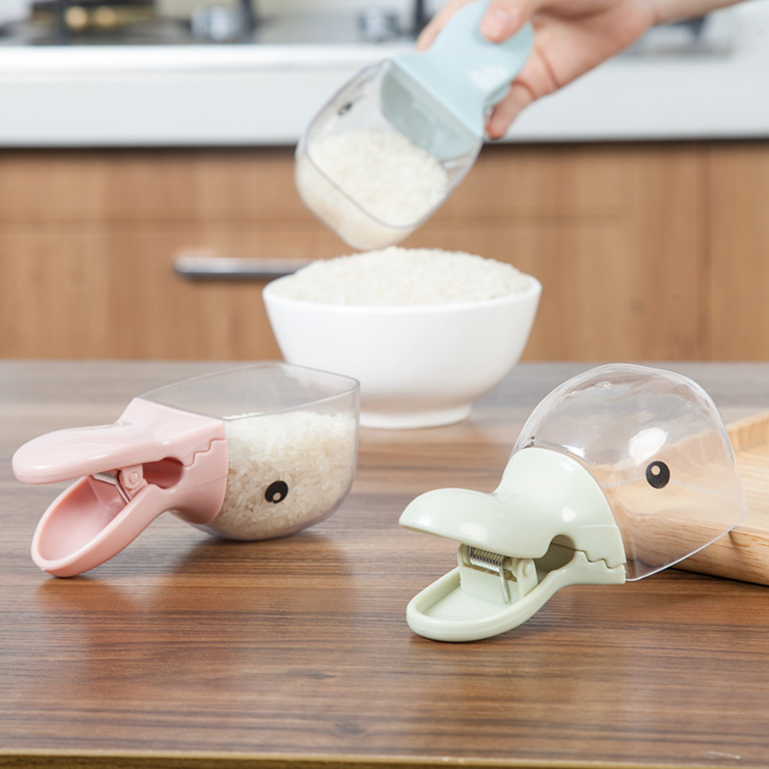 多功能鸭头造型塑料米铲封口夹厨房用品家用可爱卡通迷你水勺水瓢-2