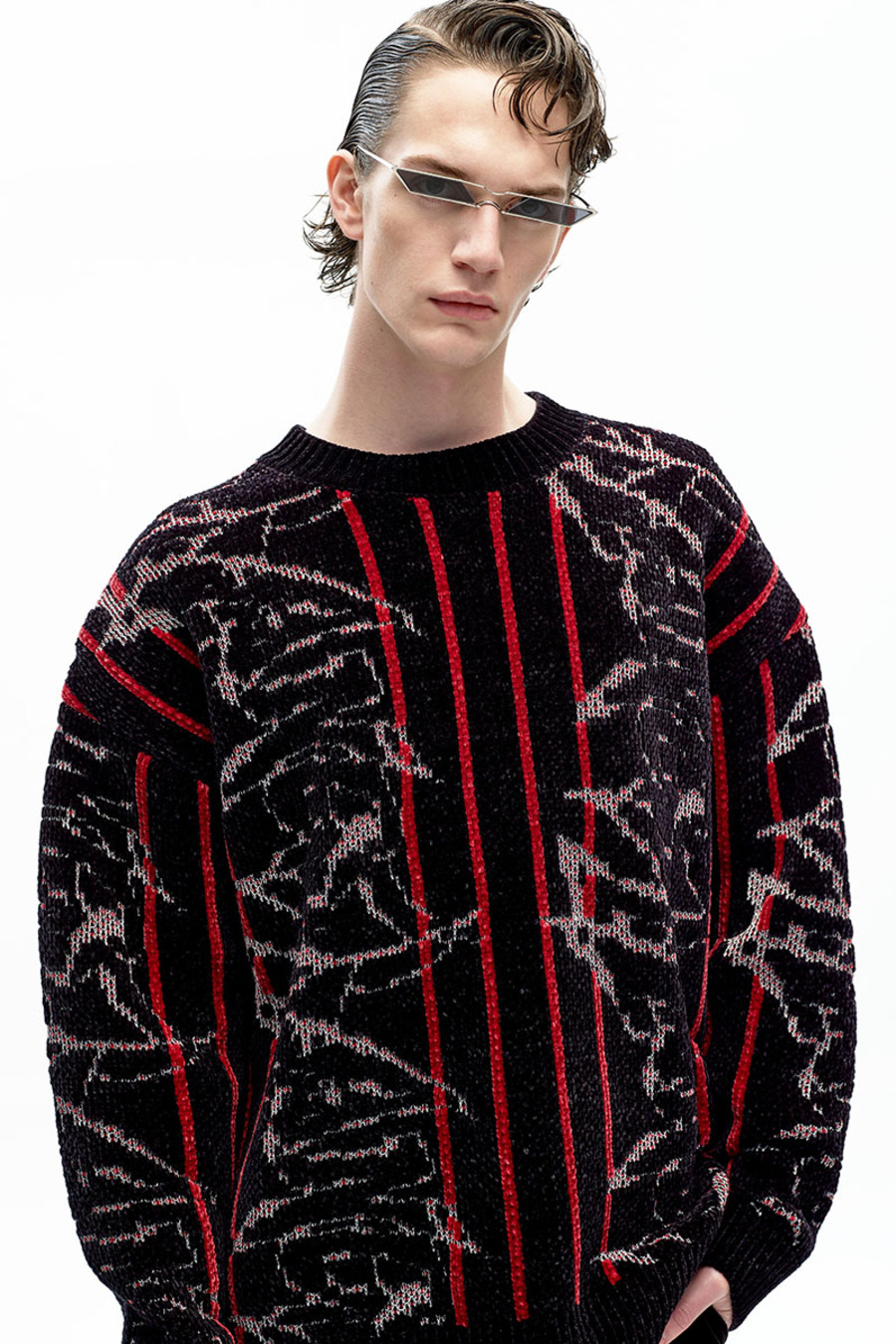 AW20原创设计 雪尼尔提花针织毛衣-5