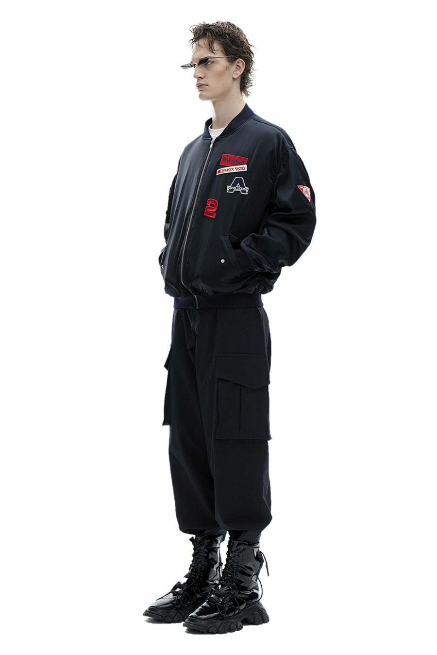 AW20原创设计 绣标抽皱棒球夹克-2