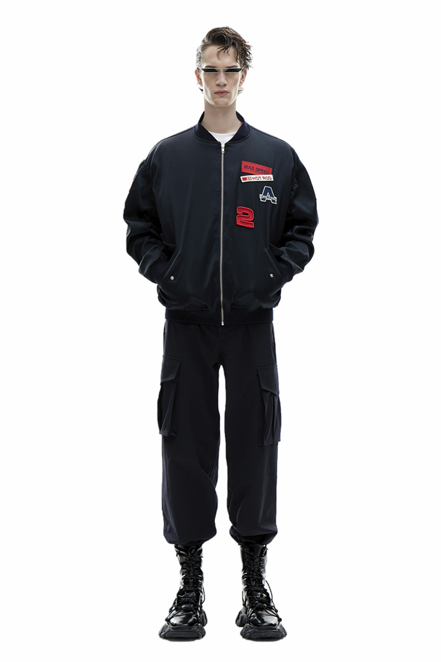 AW20原创设计 绣标抽皱棒球夹克