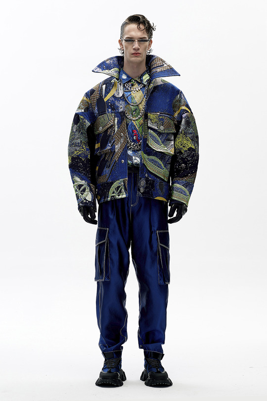 AW20 原创设计宇宙提花双口袋夹克