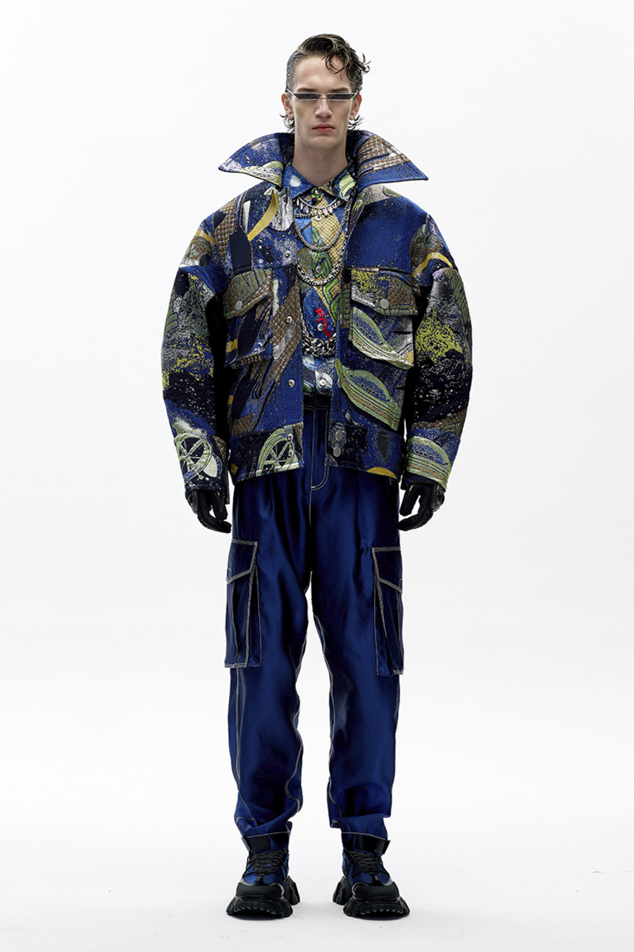 AW20 原创设计宇宙提花双口袋夹克