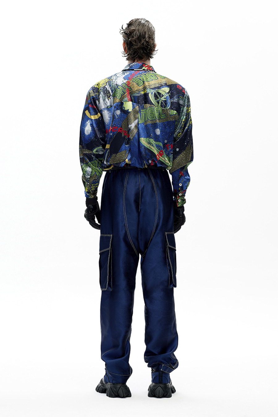 AW20 原创设计宇宙印花真丝衬衫-3