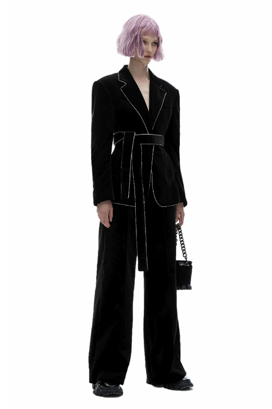 AW20 原创设计钻条收腰剪裁西装-2