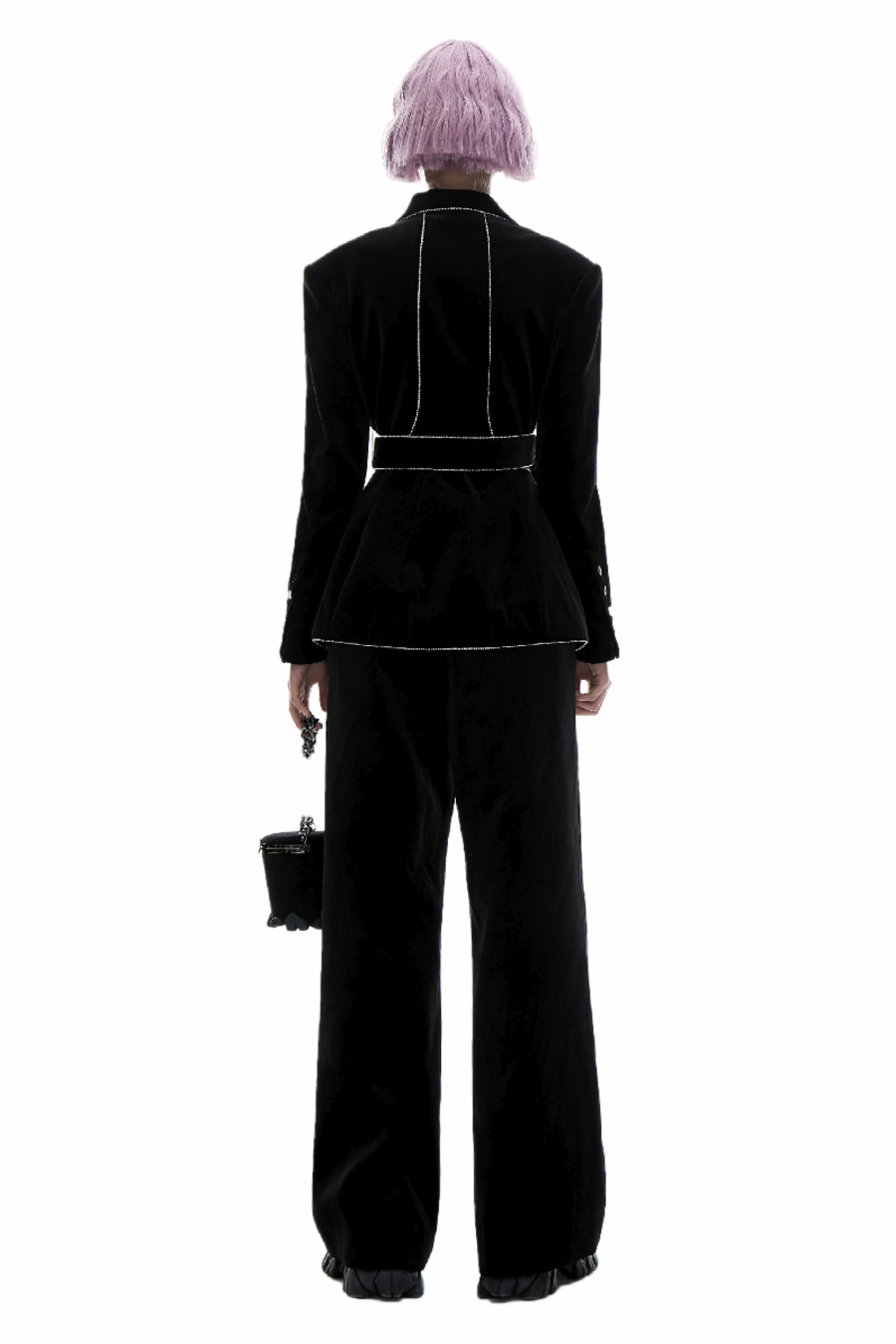 AW20 原创设计钻条收腰剪裁西装-3