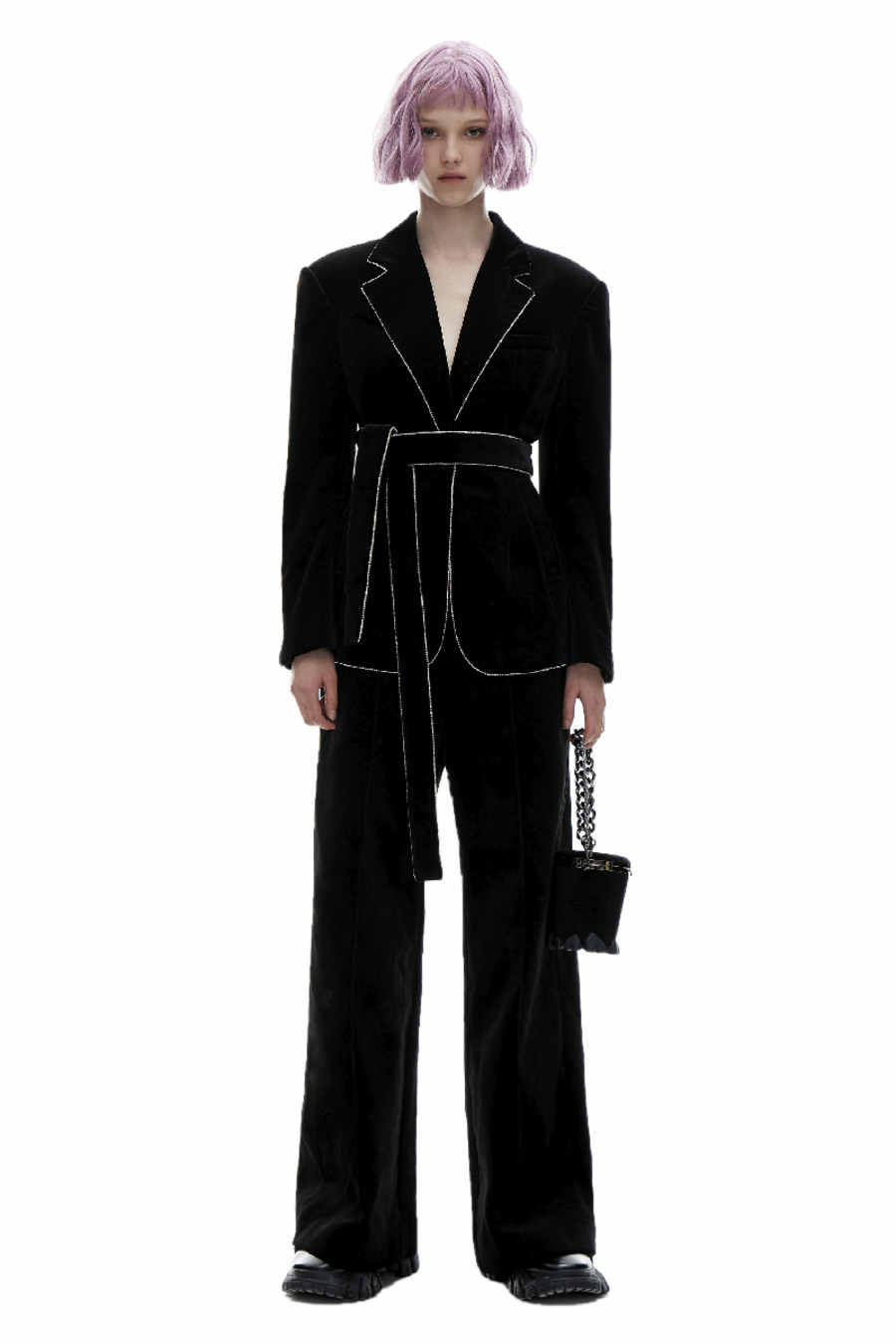 AW20 原创设计钻条收腰剪裁西装