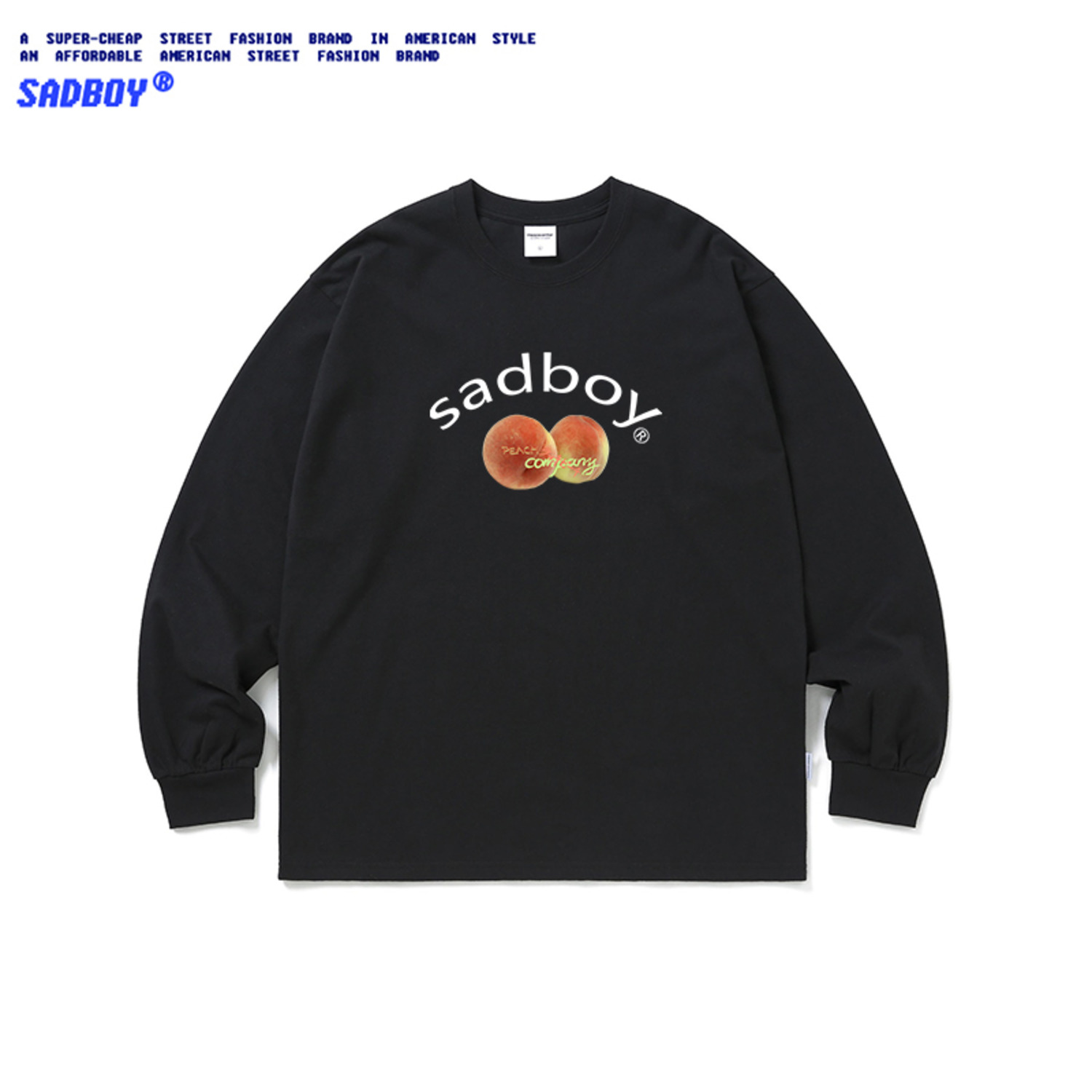 SadBoy 2020秋季新款个性桃子印花可爱潮外贸出口纯棉长袖男女T恤-4