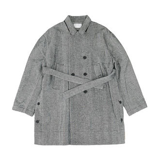ATTEMPT AW20 复古拼接毛呢双排扣大衣