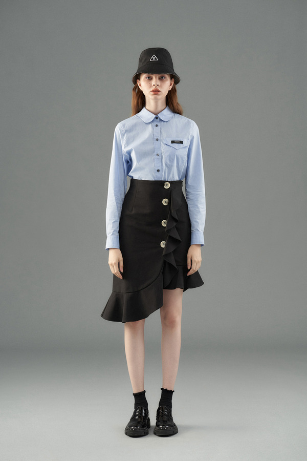 圆角领休闲衬衫