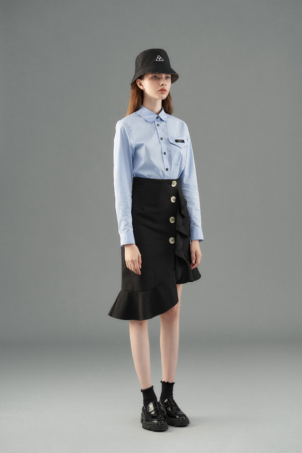 圆角领休闲衬衫