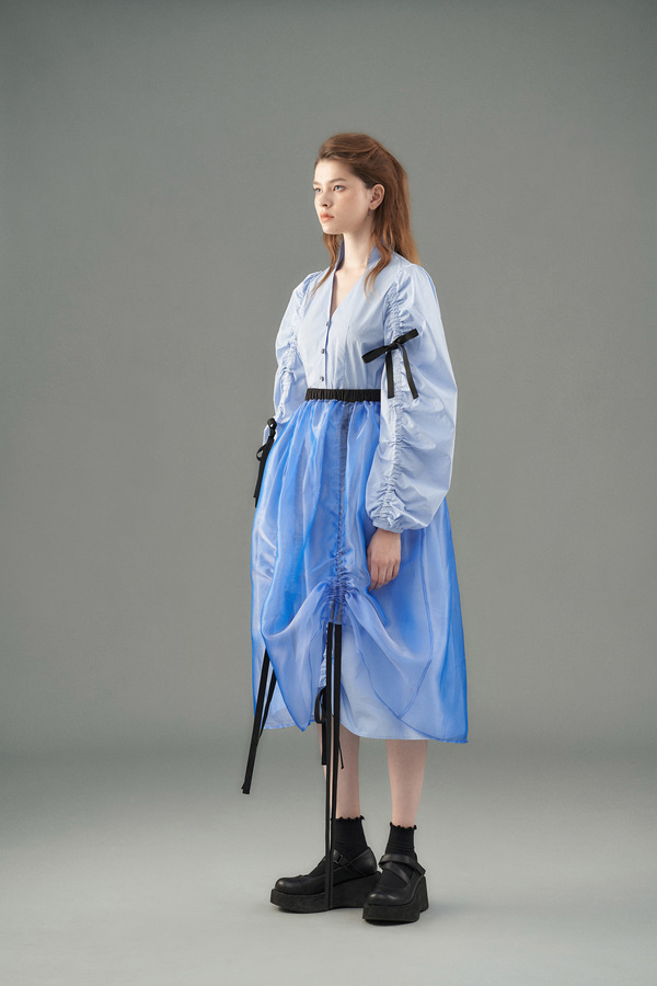 抽带欧根纱蓬蓬裙