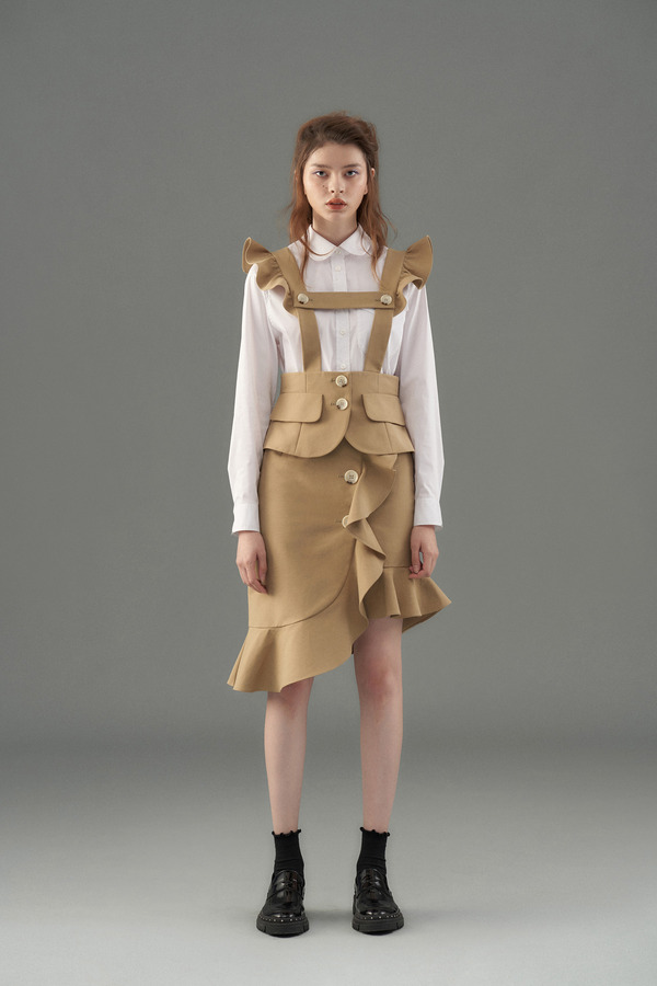 不对称荷叶鱼尾半裙