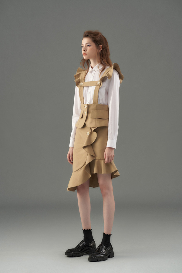 不对称荷叶鱼尾半裙