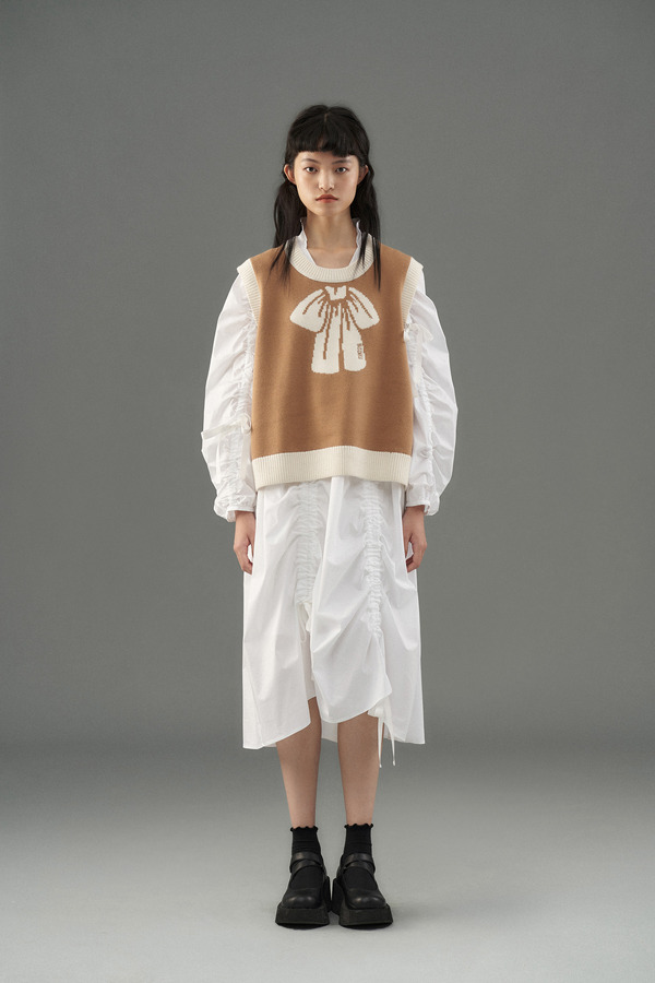 蝴蝶结图案针织宽松背心