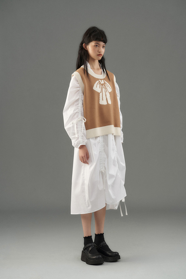 蝴蝶结图案针织宽松背心